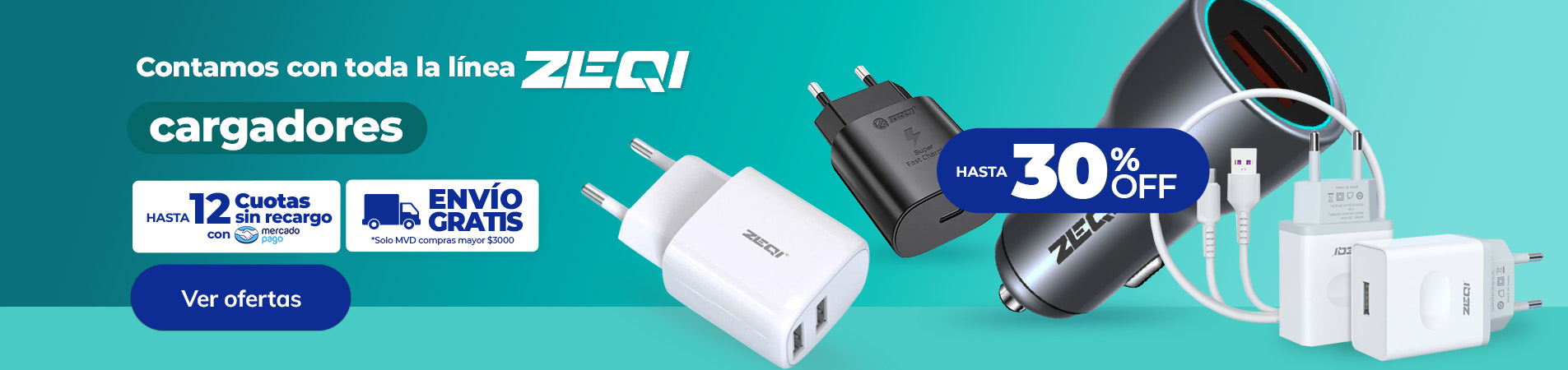 Toda la linea de Cargadores ZEQI hasaa 30% OFF 