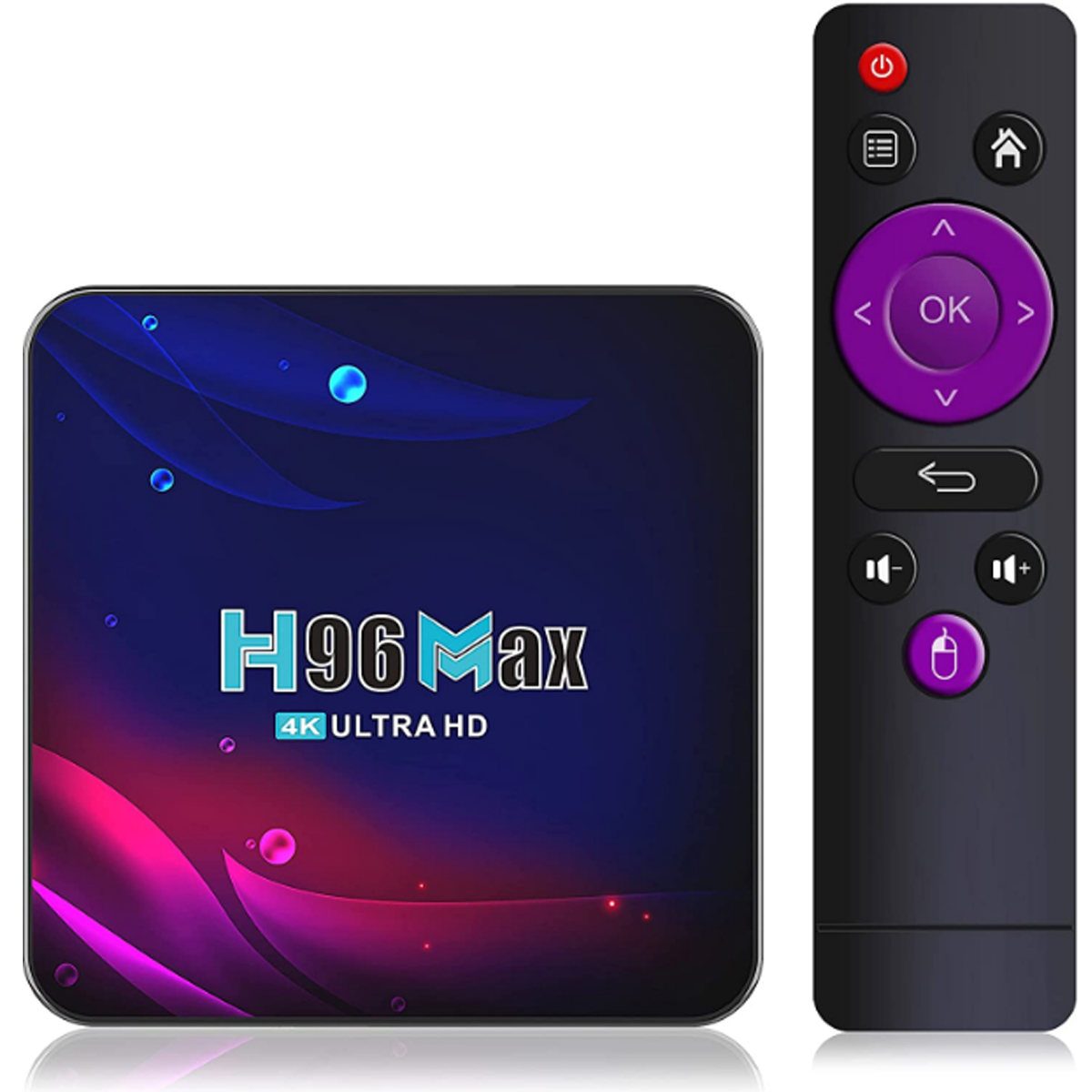 Android TV Box H96 Max\nTV Box con 4GB RAM y 64GB almacenamiento