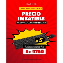 PROMO X5 - KIT TECLADO Y MOUSE INAL�MBRICO