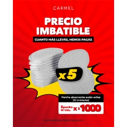 PROMO X5 - PARCHE ABSORBENTE CONTRA EL SUDOR EN LAS AXILAS (10 UNIDADES)