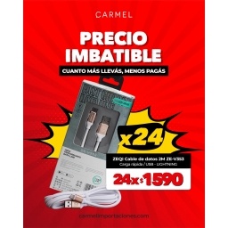 IMBATIBLES X24 - ZEQI CABLE DE DATOS (USB - LIGHTNING) 2M     MODEL: ZE-V353