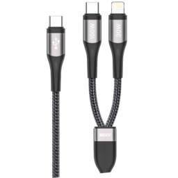 PROMO 3X2  ZEQI CABLE DE CARGA (USB-C - 2 EN 1: LIGHTNING 30W - USB-C 100W) 1.5M   MODEL: ZE-V380