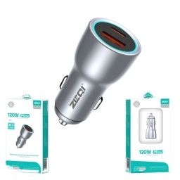PROMO 3X2  ZEQI CARGADOR PARA AUTO USB 120W + USB-C 30W   MODEL: ZE-C210