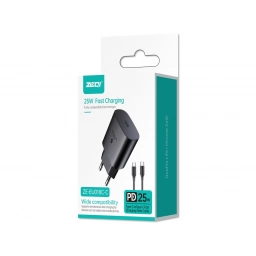 ZEQI CARGADOR DE PARED QC3.0 (PD USB-C 25W + CABLE USB-C) ZE-EU018C-C