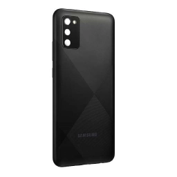 TAPA TRASERA SAMSUNG A02S A025 NEGRO (CON LENS PARA CAM PRINCIPAL)