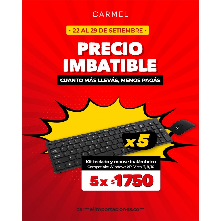 PROMO X5 - KIT TECLADO Y MOUSE INALMBRICO