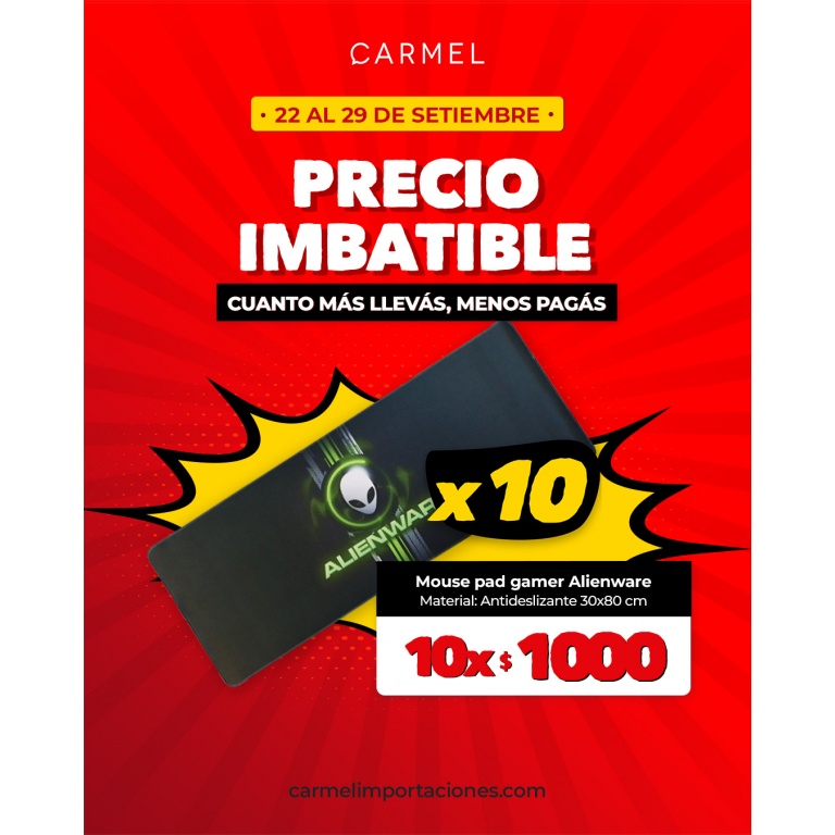 PROMO X10 - MOUSE PAD GAMER 30X80CM ALIENWARE