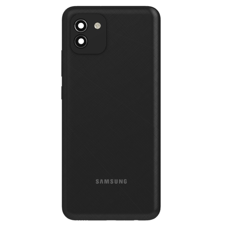 TAPA TRASERA SAMSUNG A03 2021 A035 NEGRO (CON LENS PARA CAM PRINCIPAL)