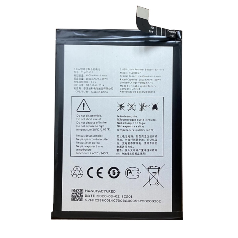 BATERIA PARA ALCATEL 3X 2019 5048  3X 2020 5061 TLP038C7