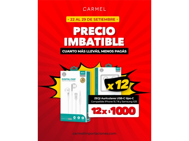 PROMO X12 - AURICULARES USB-C (TIPO-C) PARA IPHONE 15 - ZEQI