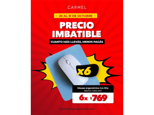 PROMO X6 - MOUSE INALÁMBRICO 2.4 GHZ ERGONÓMICO